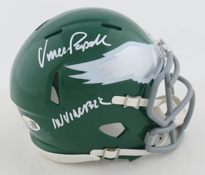 Vince Papale Signed Philadelphia Eagles Mini Helmet "Invincible"