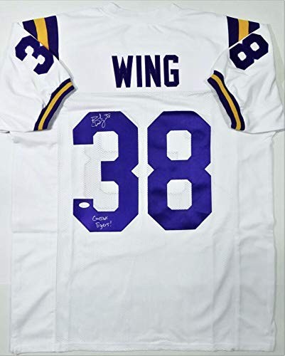 Brad Wing Signed LSU Tigers Style White Custom Jersey "Geaux Tigers"