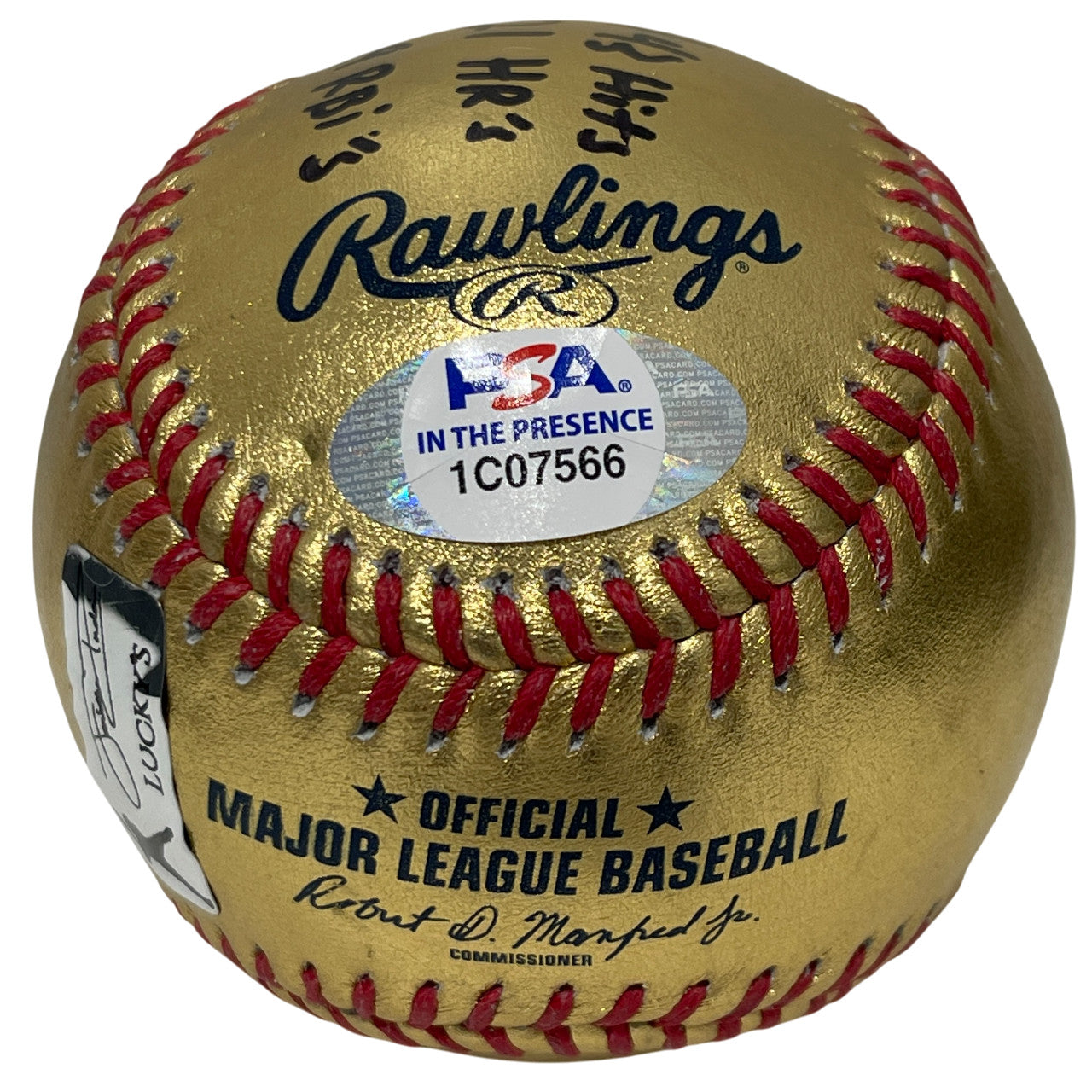 Jonathan India Signed Gold ROMLB Baseball with ROY & Stat Inscriptions PSA