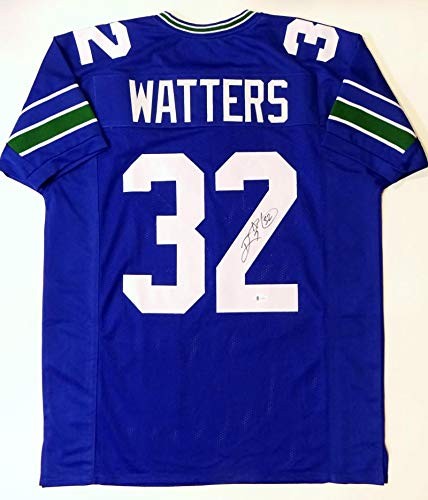 Ricky Watters Signed Blue Custom Football Jersey