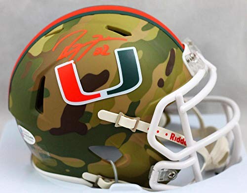 Ray Lewis Signed Miami Hurricanes Camo Speed Mini Helmet