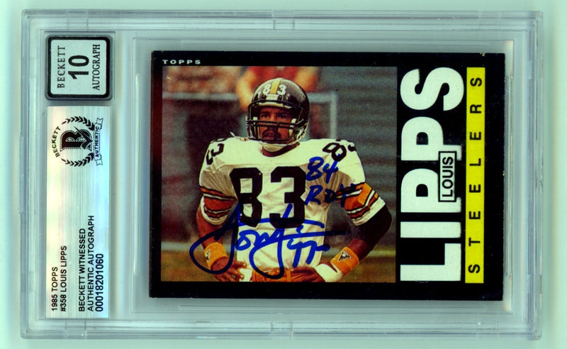 Louis Lipps Signed 1985 Topps #358 Rookie Card BGS 10 Auto '84 ROY'