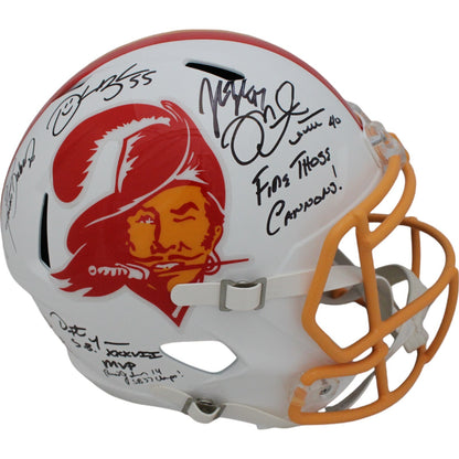 Warren Sapp, Derrick Brooks & Buccaneers Legends Signed Full Size Helmet