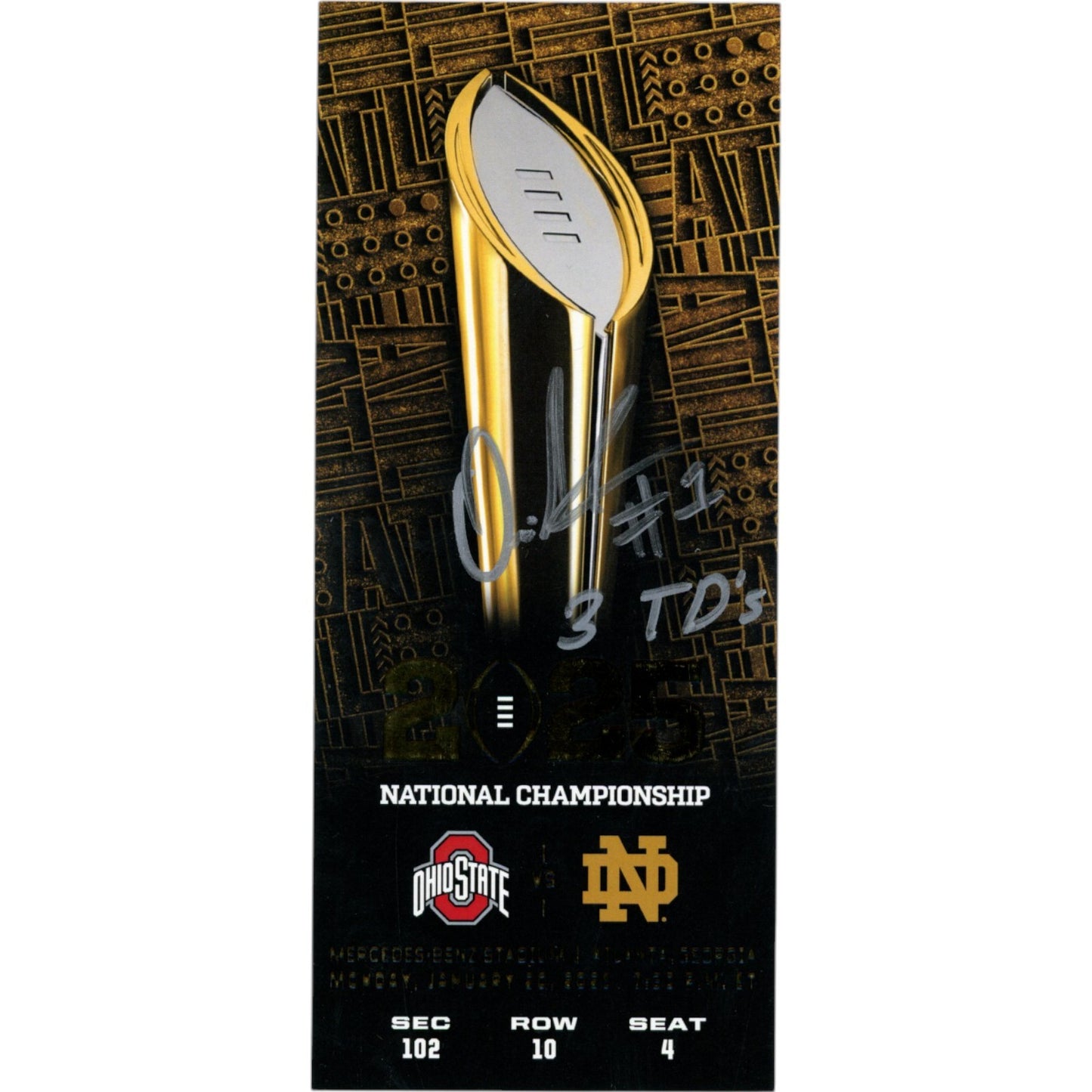 Quinshon Judkins Signed Ohio State Buckeyes National Champs Replica Ticket