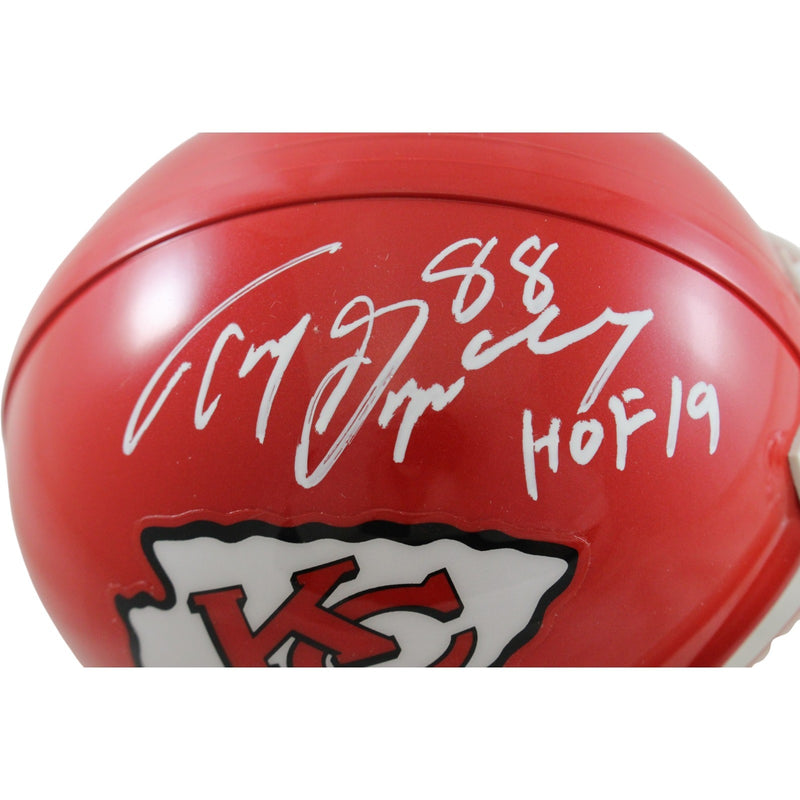 Tony Gonzalez Signed Kansas City Chiefs VSR4 Mini Helmet - HOF Inscribed