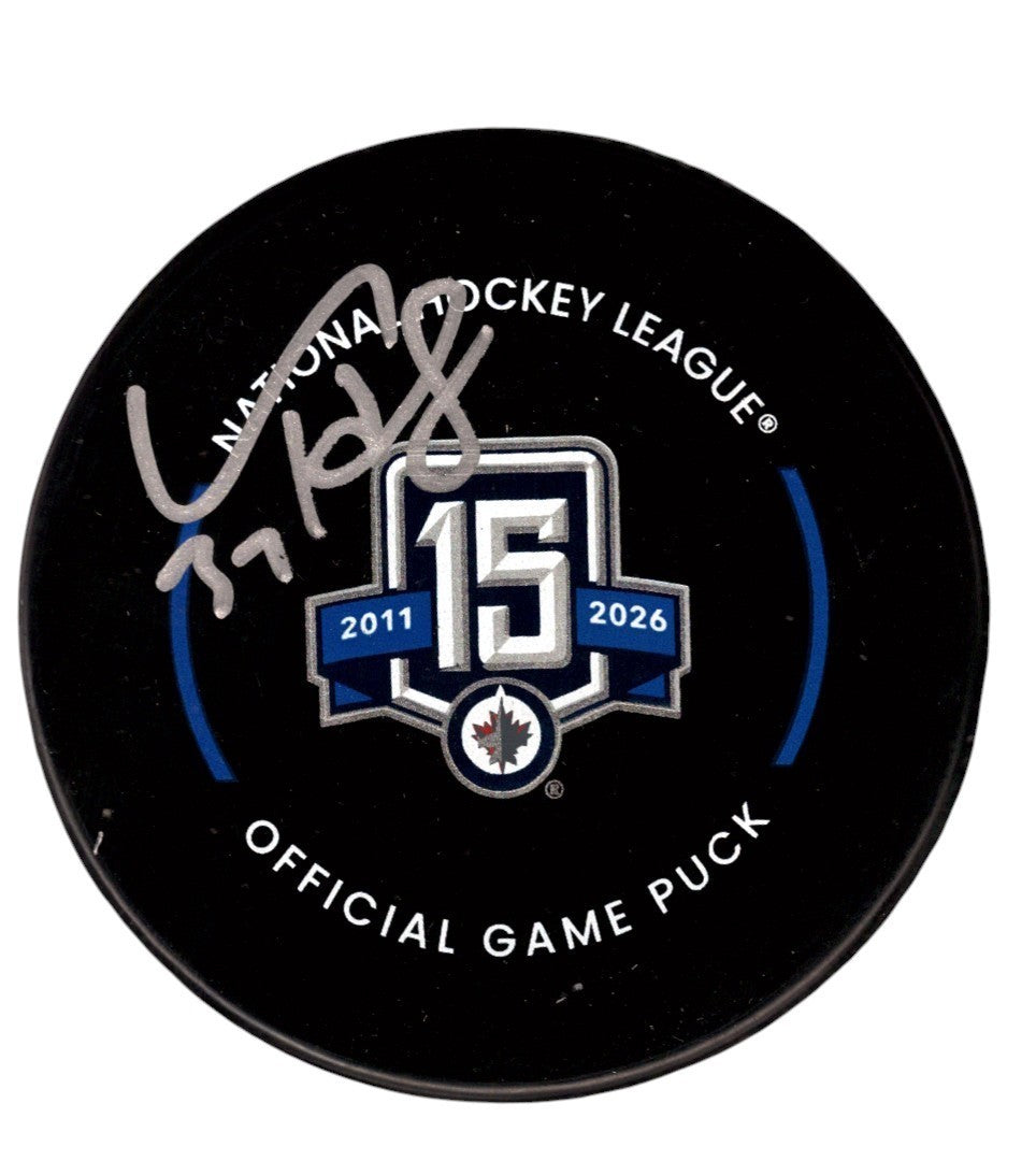 Connor Hellebuyck Signed Winnipeg Jets 15th Anniversary Game Puck