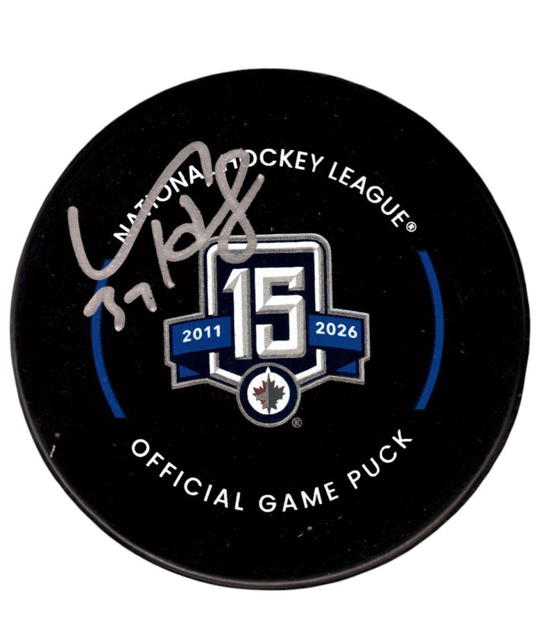 Connor Hellebuyck Signed Winnipeg Jets 15th Anniversary Game Puck