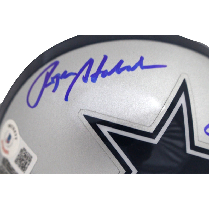 Roger Staubach & Drew Pearson Signed Dallas Cowboys Mini Helmet (Beckett)