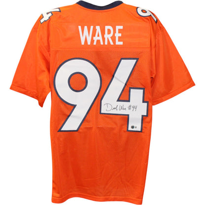 DeMarcus Ware Autographed Pro Style Orange Custom Jersey (Beckett)