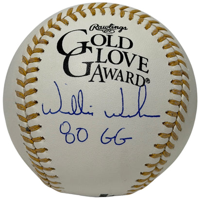 Willie Wilson Signed Gold Glove Baseball with "80 GG" Inscription