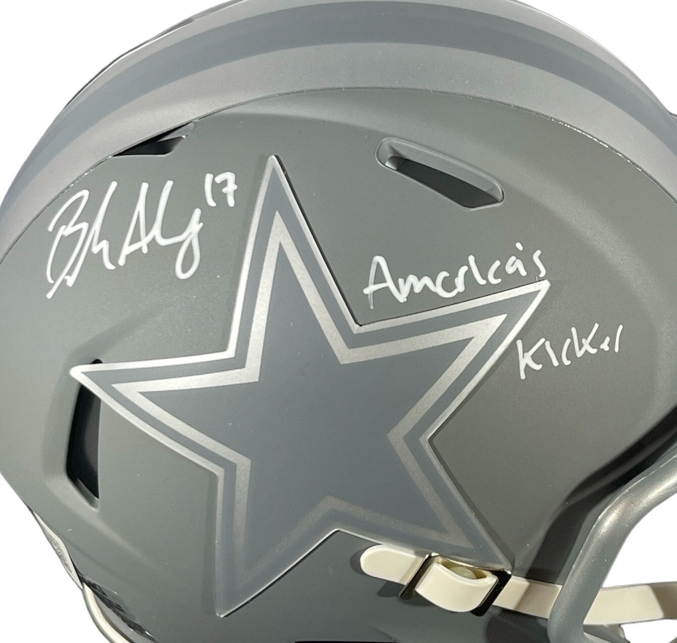 Brandon Aubrey Signed Dallas Cowboys Slate Mini Helmet "Americas Kicker" BAS