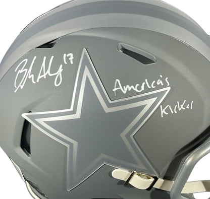 Brandon Aubrey Signed Dallas Cowboys Slate Mini Helmet "Americas Kicker" BAS