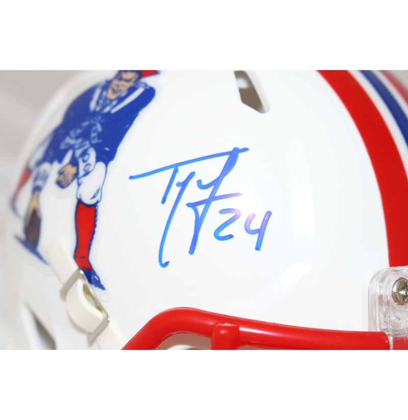 Ty Law Signed New England Patriots Throwback Mini Helmet Beckett BAS