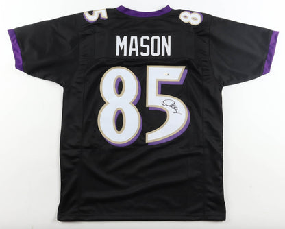 Derrick Mason Autographed Baltimore Ravens Black Custom Jersey
