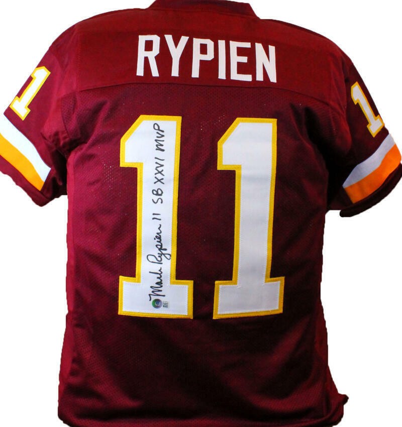 Mark Rypien Autographed Maroon Custom Jersey with SB MVP Inscription