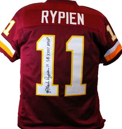 Mark Rypien Autographed Maroon Custom Jersey with SB MVP Inscription