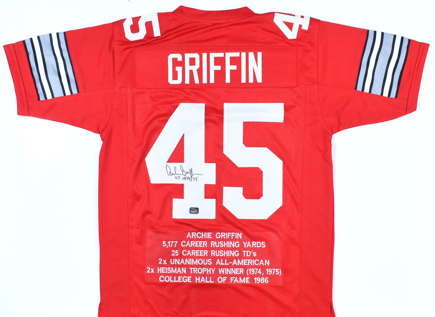 Archie Griffin Autographed Ohio State Buckeyes Red Custom Stat Jersey