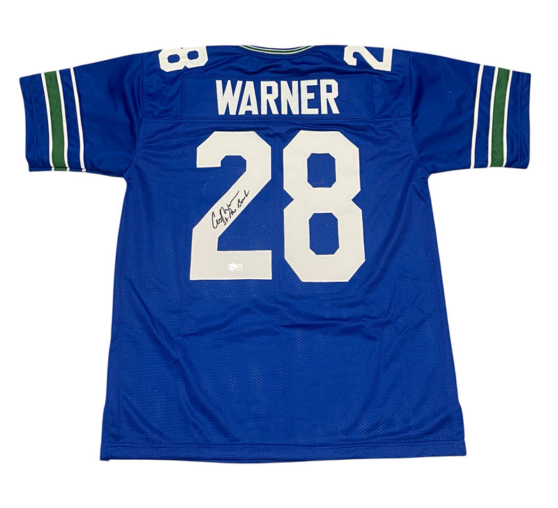 Curt Warner Signed Seattle Seahawks Custom Jersey (3x Pro Bowl) Beckett BAS