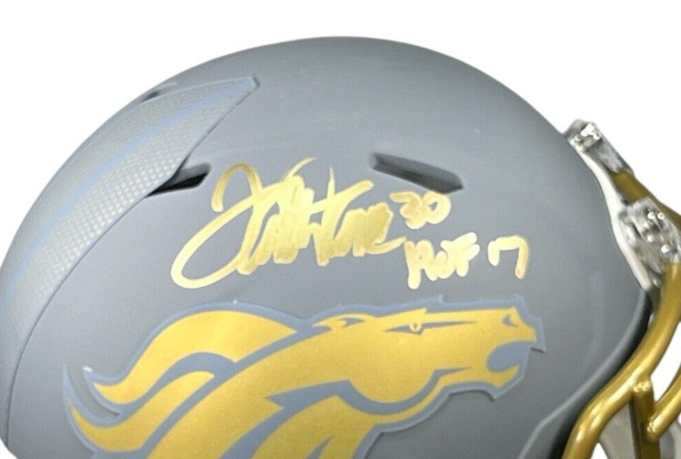 Terrell Davis Signed Denver Broncos Slate Mini Helmet JSA Witnessed COA