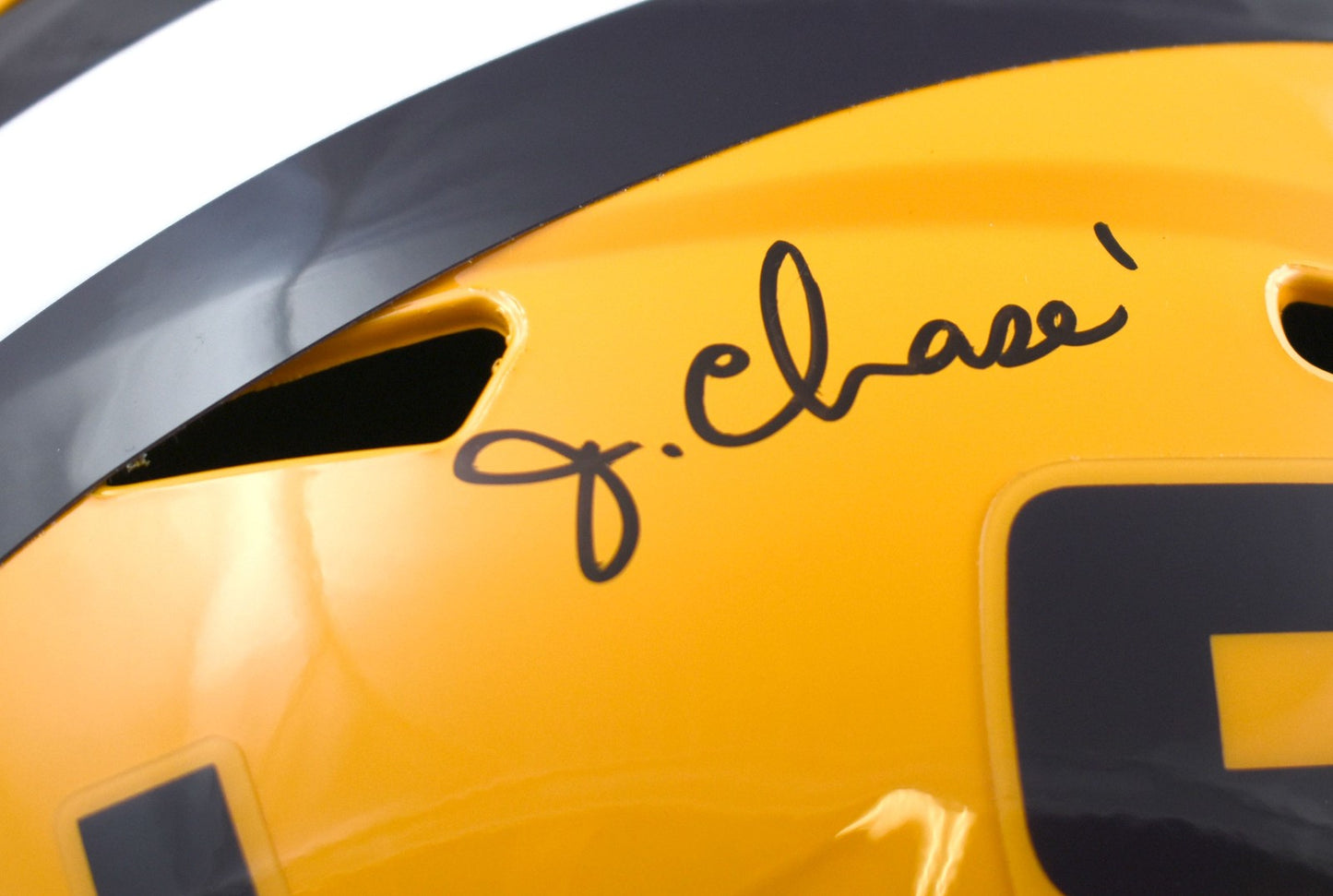 Ja'Marr Chase Signed LSU Tigers Full Size Speed Replica Helmet - Black