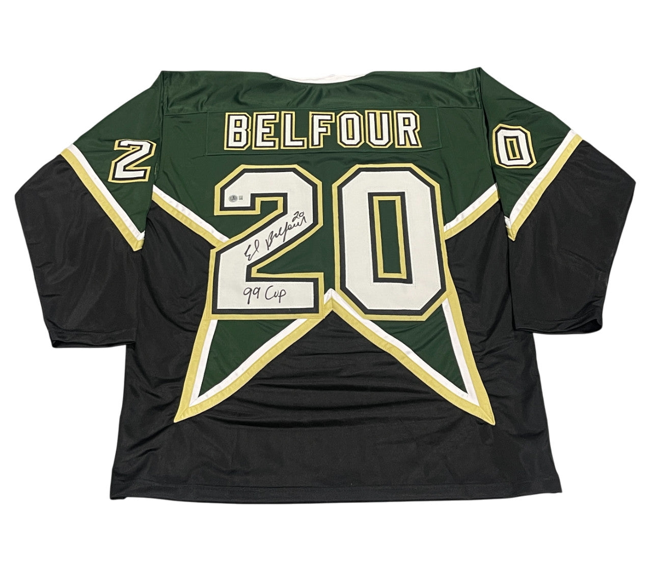 Ed Belfour Signed Dallas Stars Custom Hockey Jersey (99 Cup)