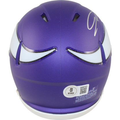 Jordan Addison Minnesota Vikings Autographed Mini Helmet Beckett BAS