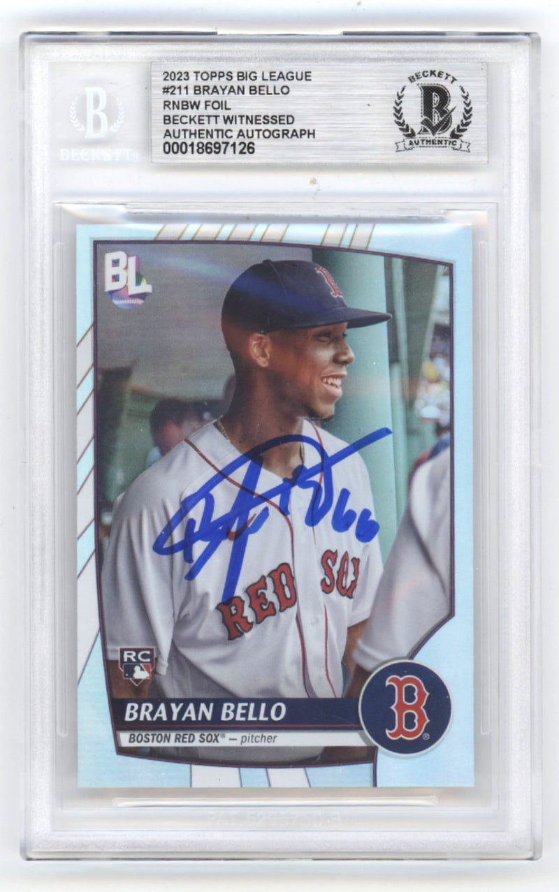 Brayan Bello Autographed 2023 Topps Big League Rainbow Foil Rookie Card BAS