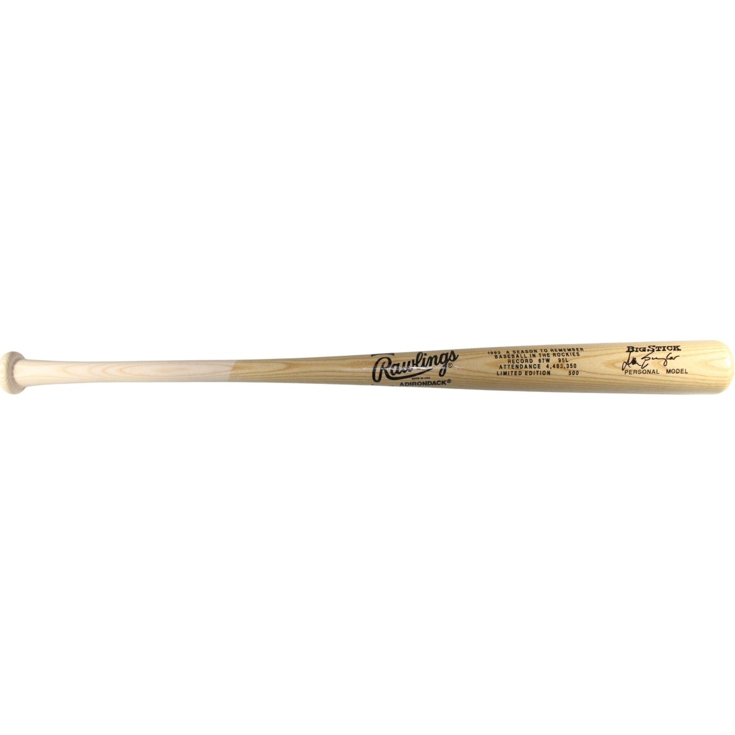 Don Baylor Autographed Colorado Rockies 1993 Season to Remember Rawlings Bat