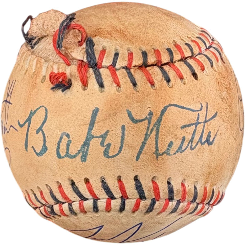 Sandlot Cast Multi-Signed Babe Ruth Ripped Custom Baseball (6 Sigs) Beckett