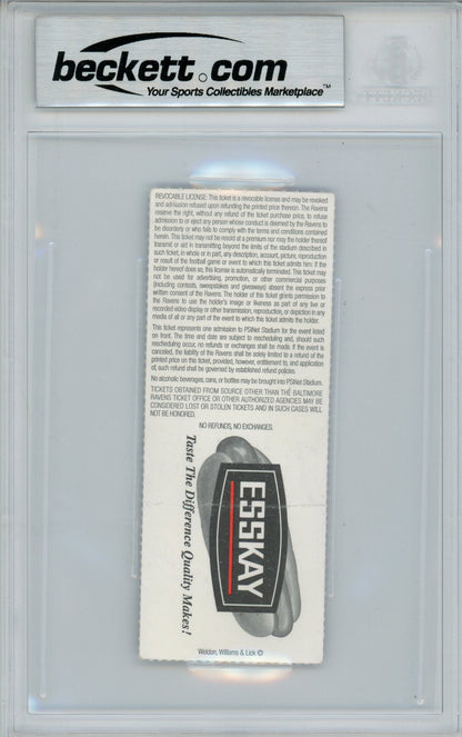 Ray Lewis Signed Baltimore Ravens vs Colts Ticket Stub BAS Slab