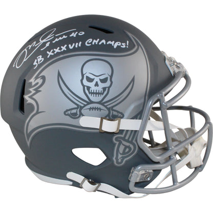 Mike Alstott Signed Tampa Bay Buccaneers Slate Full Size Helmet (SB Champs)