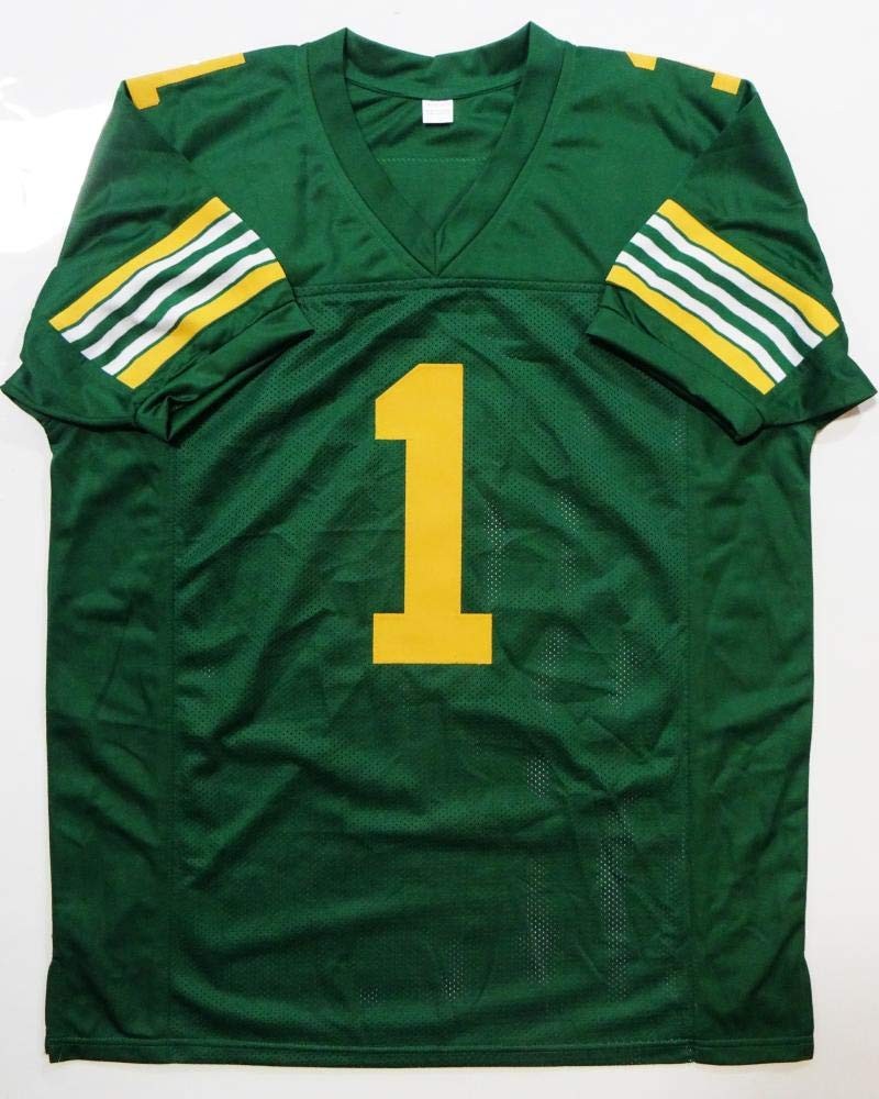 Warren Moon Autographed Green Custom Football Jersey with HOF Inscription