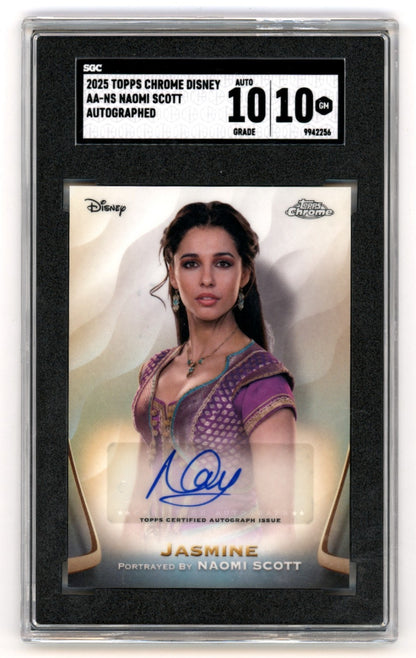 Naomi Scott Signed 2025 Topps Chrome Disney Jasmine Card SGC 10/10