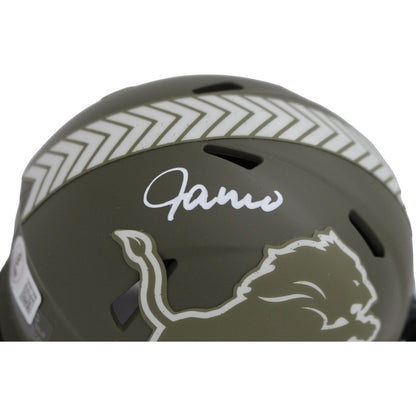 Jameson Williams Detroit Lions Autographed Salute to Service Mini Helmet