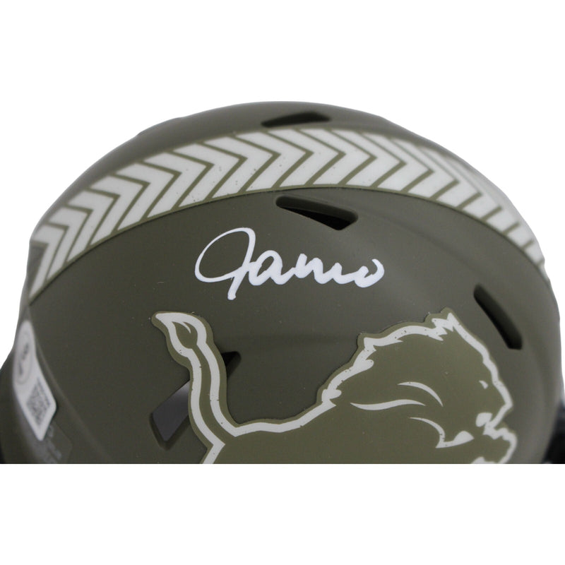 Jameson Williams Detroit Lions Autographed Salute to Service Mini Helmet