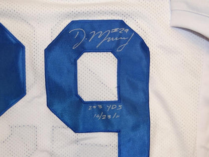 DeMarco Murray Signed White Custom Jersey - 253 Yds Inscription