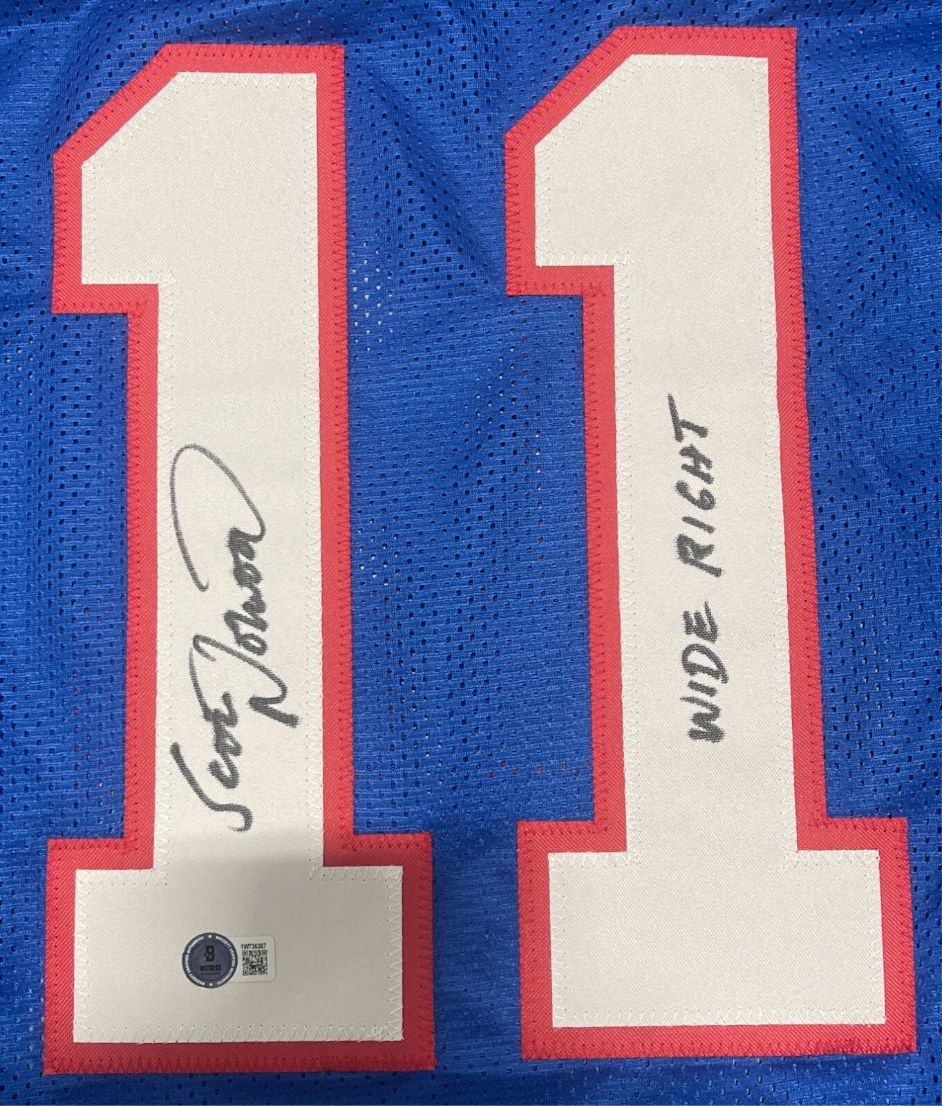 Scott Norwood Signed Buffalo Bills Custom Jersey - Wide Right