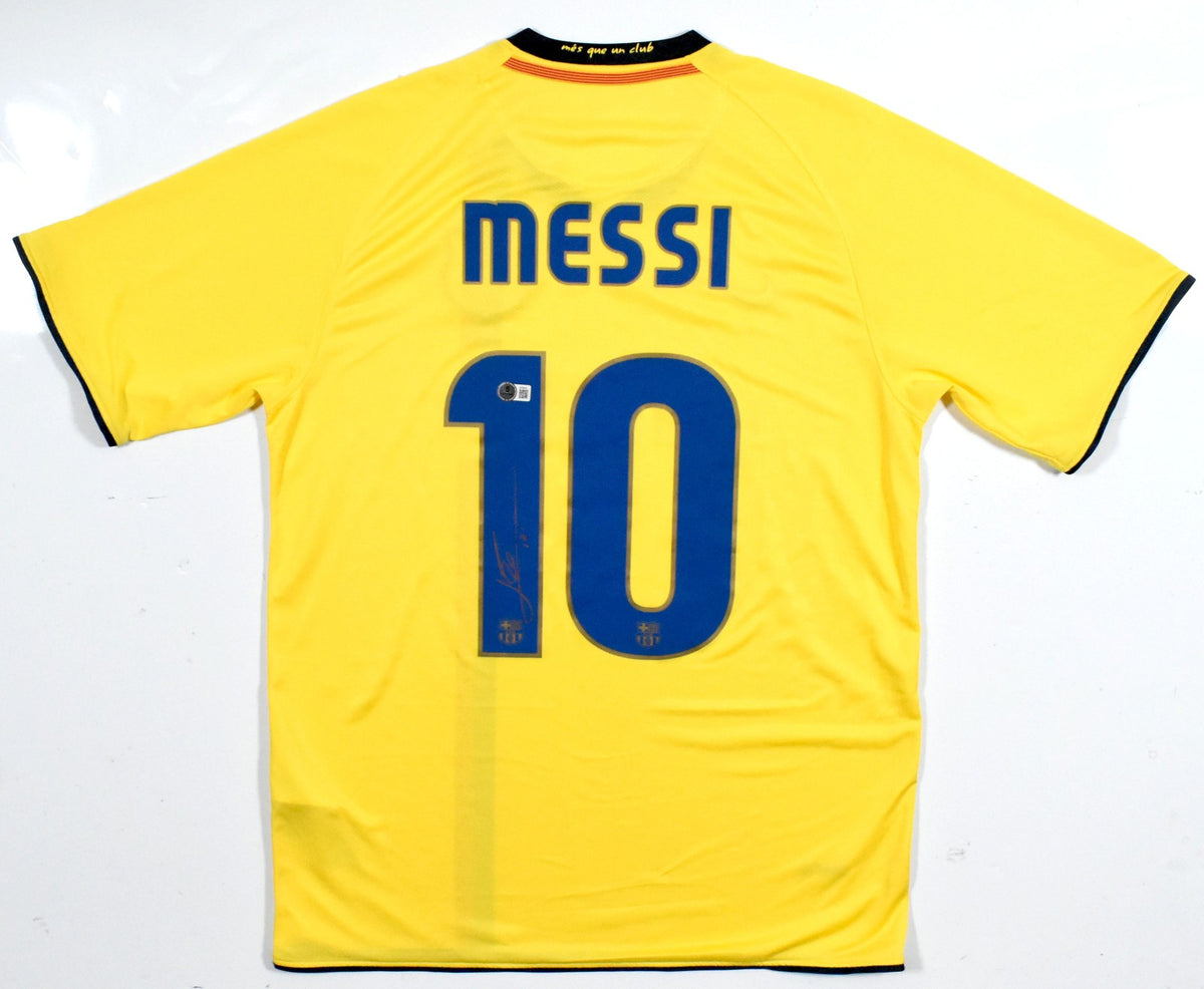 Lionel Messi Autographed Barcelona Yellow Soccer Jersey