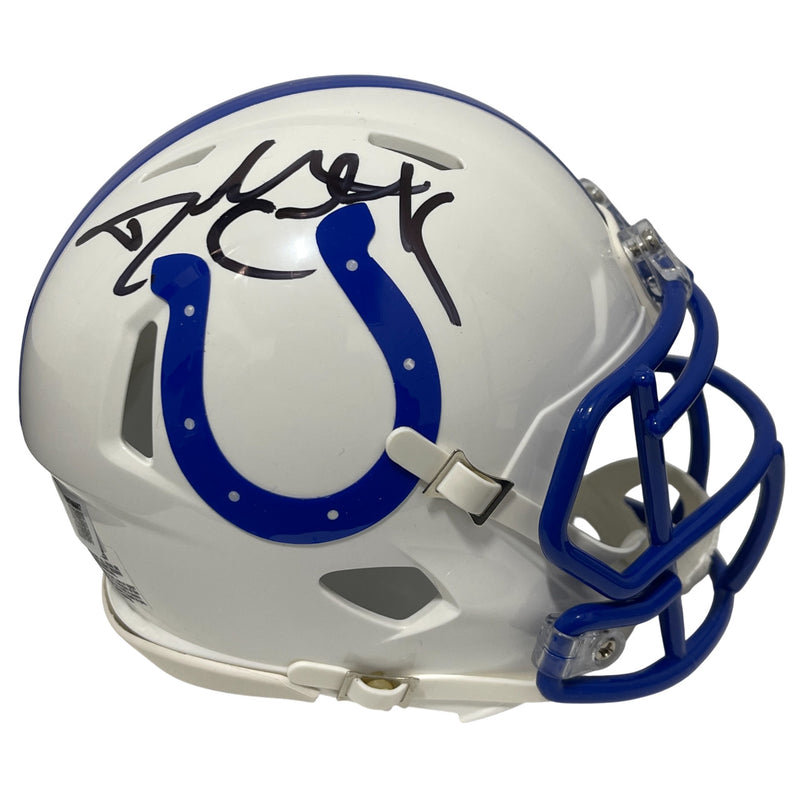 Dallas Clark Signed Indianapolis Colts Throwback Mini Helmet Beckett BAS