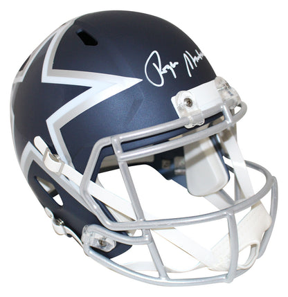 Roger Staubach Autographed Dallas Cowboys AMP Full Size Replica Helmet BAS