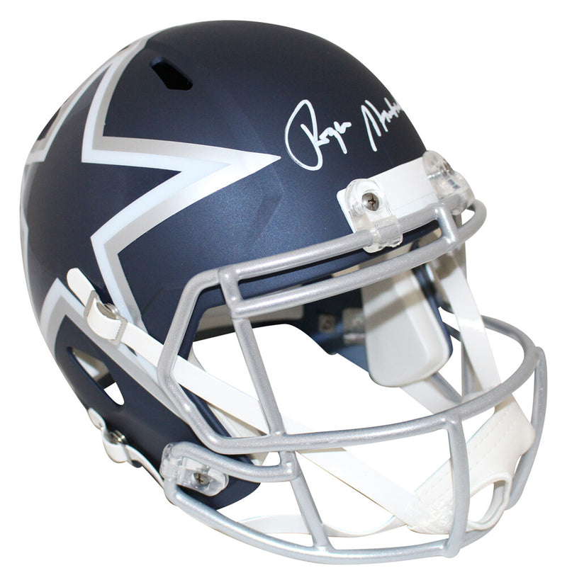 Roger Staubach Autographed Dallas Cowboys AMP Full Size Replica Helmet BAS