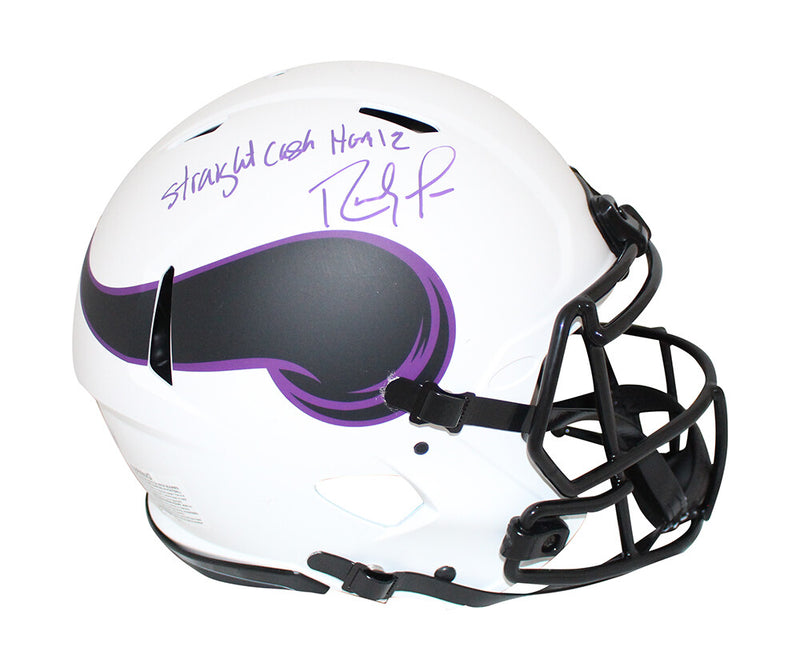 Randy Moss Signed Minnesota Vikings Authentic Lunar Helmet "Straight Cash"