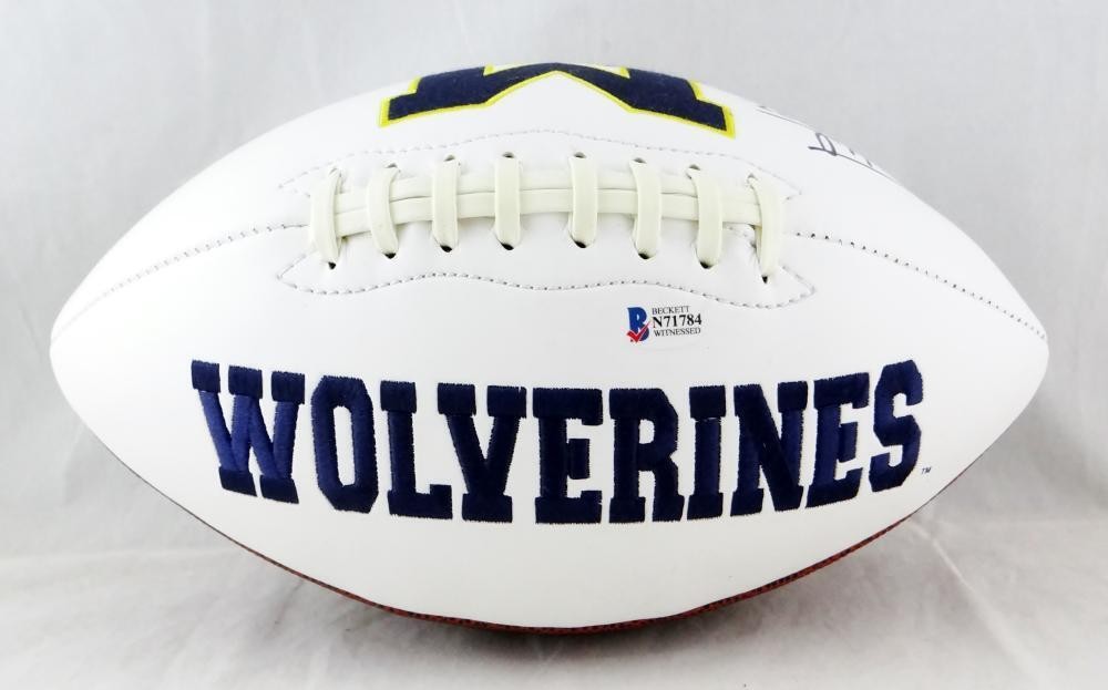 Ty Law Signed Michigan Wolverines Logo Football