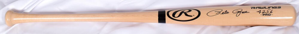 Pete Rose Autographed Blonde Rawlings Pro Baseball Bat with "4256" Inscription