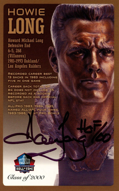 Howie Long Signed Oakland Raiders HOF Postcard (HOF 00 Inscription)