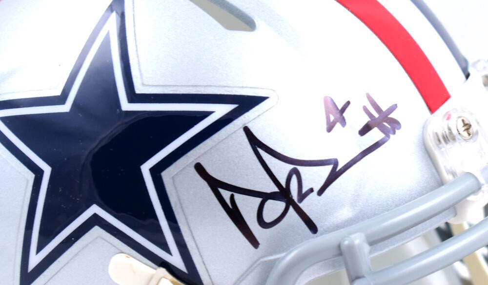 Dak Prescott Signed Dallas Cowboys 1976 Throwback Speed Mini Helmet