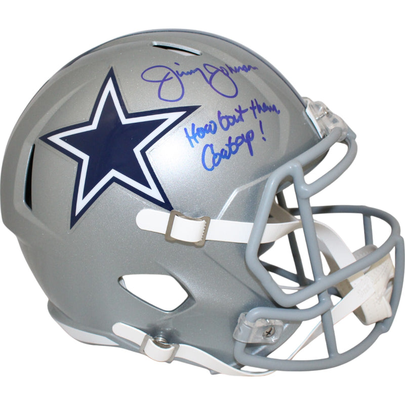 Jimmy Johnson Signed Dallas Cowboys Full Size Replica Helmet (Inscribed)