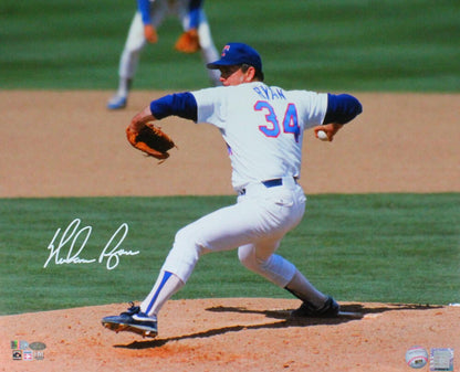 Nolan Ryan Signed Texas Rangers 16x20 Pitching Photo