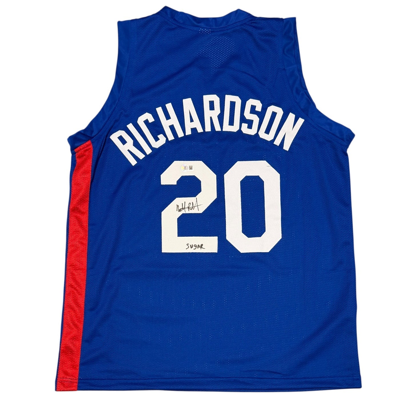 Micheal Ray Richardson Signed "Sugar" Inscribed Nets Custom Jersey
