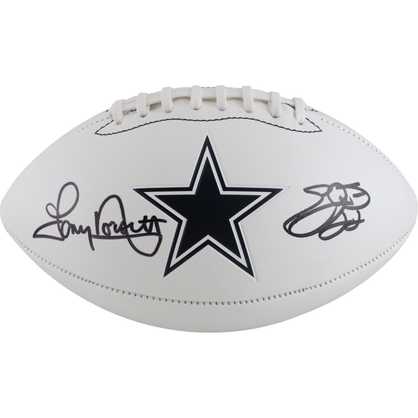 Emmitt Smith & Tony Dorsett Signed Dallas Cowboys Logo Football